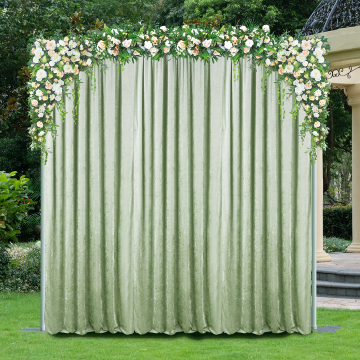 14 ft x 57" Ice Crushed Velvet (200 GSM) Event Backdrop Curtain Drape Panel - Sage Green (1pc)