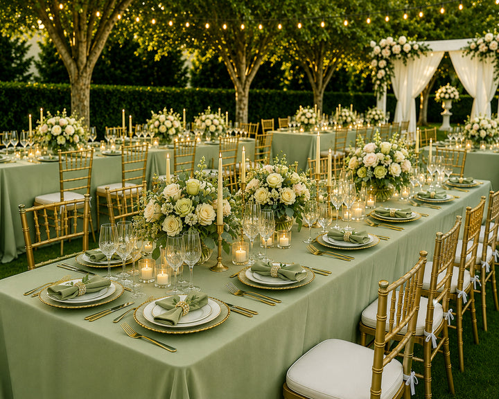 90"x132" Seamless Rectangular Scuba (Wrinkle-Free) (240 GSM) Tablecloth - Sage Green (1pc)