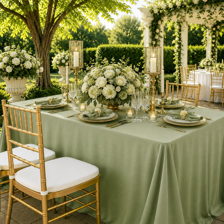 90"x132" Seamless Rectangular Scuba (Wrinkle-Free) (240 GSM) Tablecloth - Sage Green (1pc)