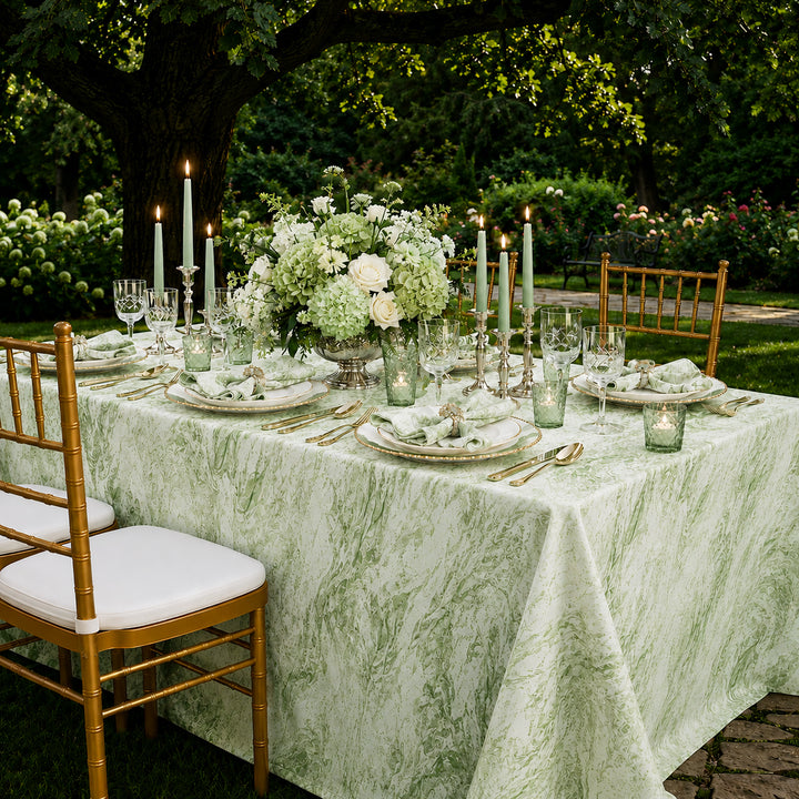 90"x132" Seamless Rectangular Mirage Jacquard Polyester Tablecloth - Sage Green (1pc)