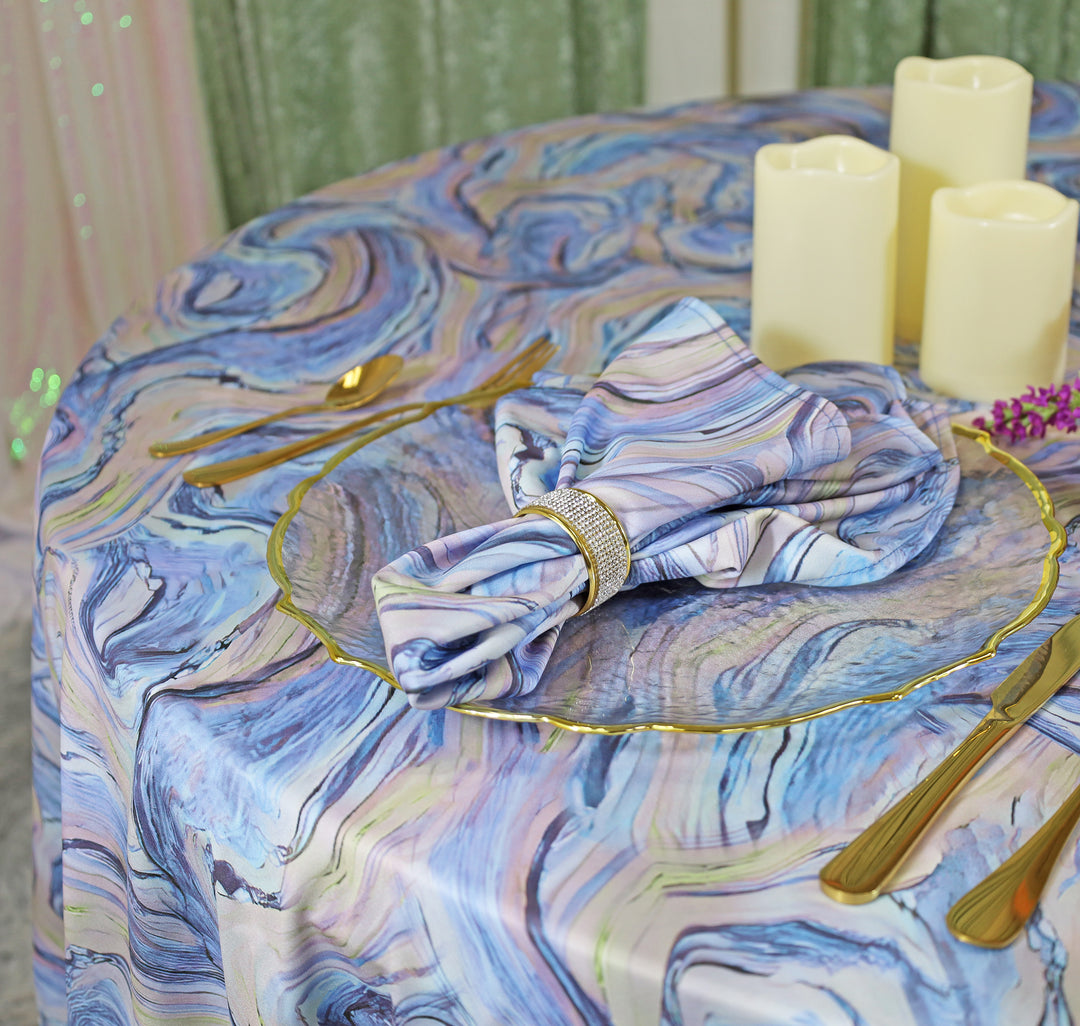 132" Round Agate Scuba (Wrinkle-Free) (240 GSM) Tablecloth - Dusty Blue (1pc)