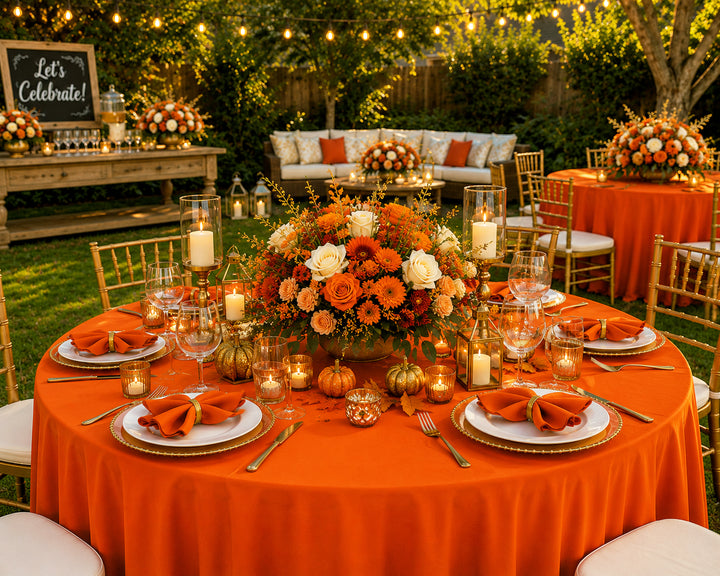 90" Seamless Round Scuba (Wrinkle-Free) Tablecloth - Orange (1pc)