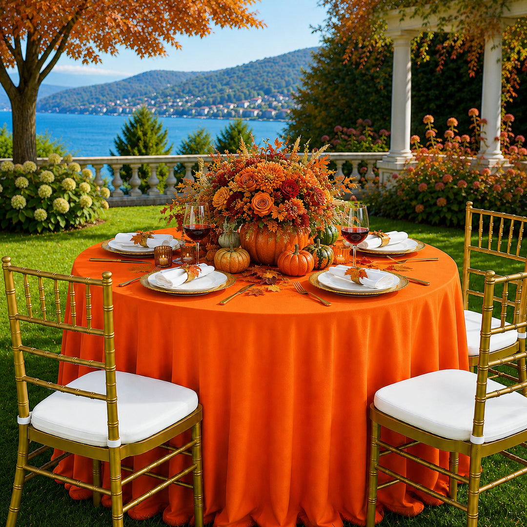 90" Seamless Round Scuba (Wrinkle-Free) Tablecloth - Orange (1pc)