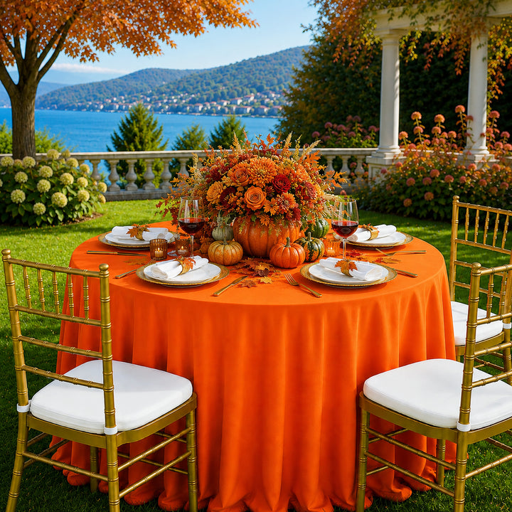 90" Seamless Round Scuba (Wrinkle-Free) Tablecloth - Orange (1pc)