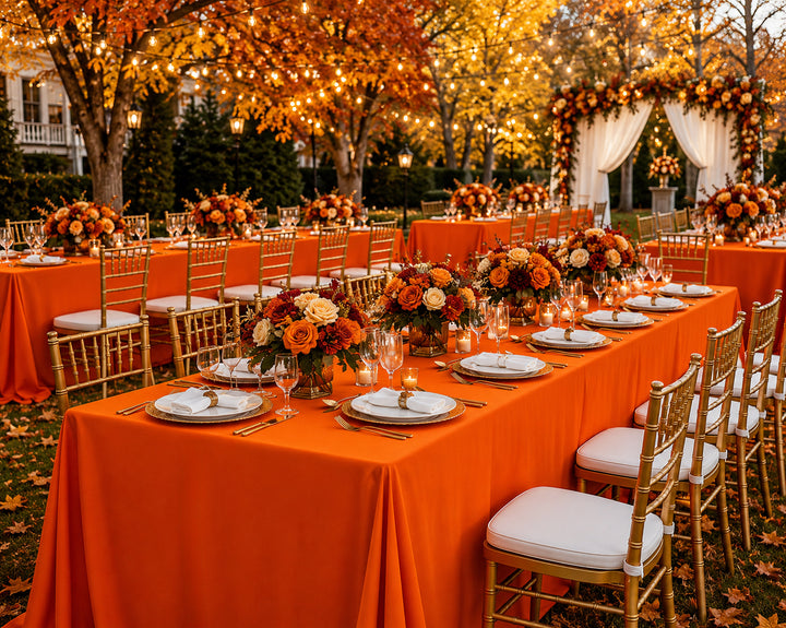 90"x132" Seamless Rectangular Scuba (Wrinkle-Free) Tablecloth - Orange (1pc)