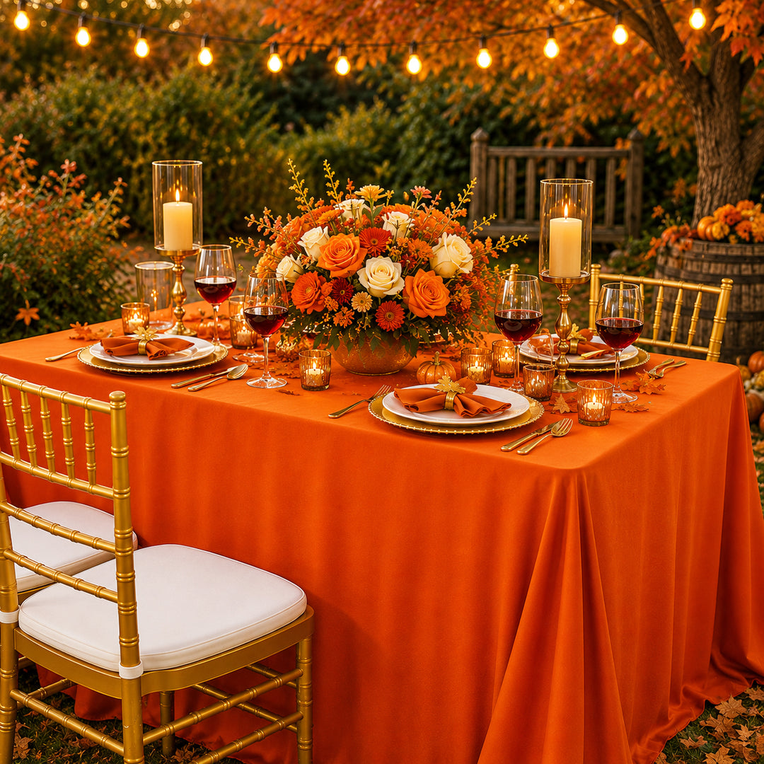 90"x132" Seamless Rectangular Scuba (Wrinkle-Free) Tablecloth - Orange (1pc)