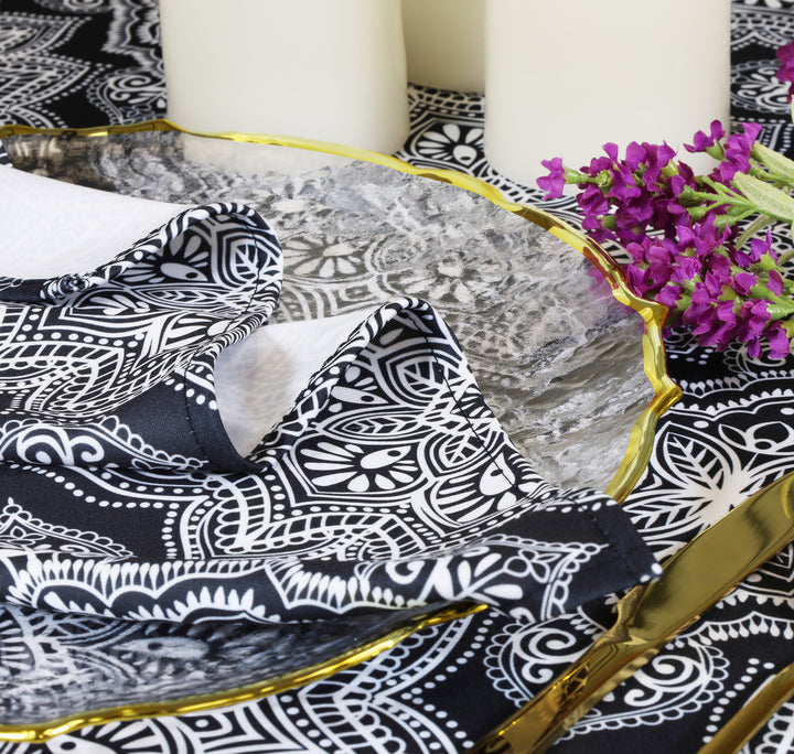 13"x108" Henna Scuba (Wrinkle-Free) (220 GSM) Table Runner - Black (1pc)