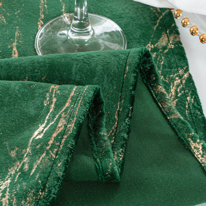 13"x108" Gilded Marble Holland Velvet Table Runner - Emerald Green (1pc)