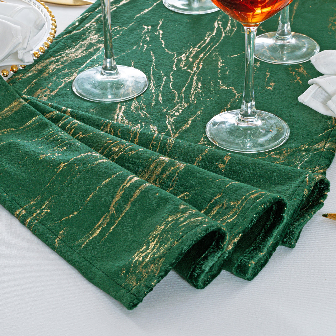 13"x108" Gilded Marble Holland Velvet Table Runner - Emerald Green (1pc)