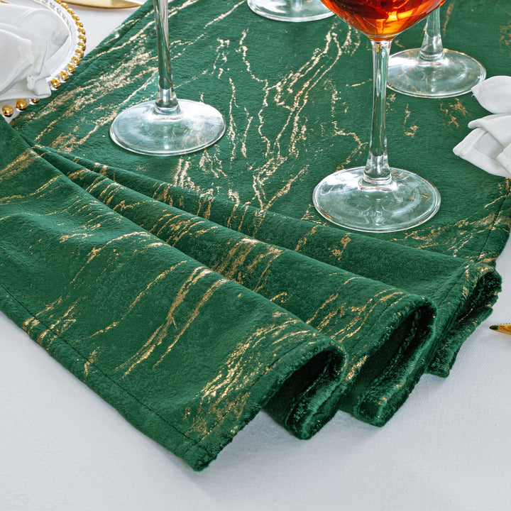 13"x108" Gilded Marble Holland Velvet Table Runner - Emerald Green (1pc)