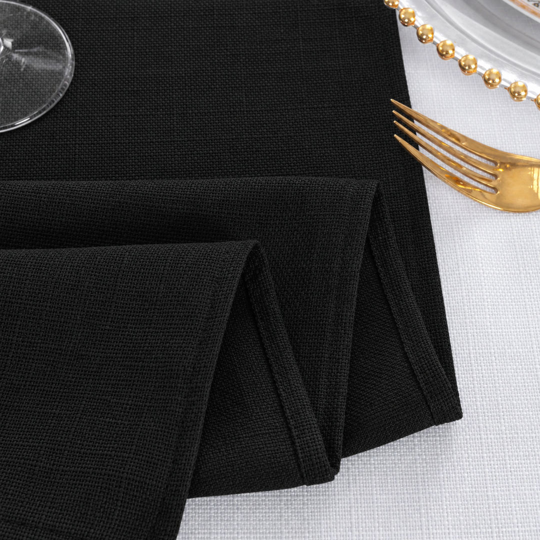 20"x20" Rustic Panama Linen Napkins - Black (10pcs/pk)