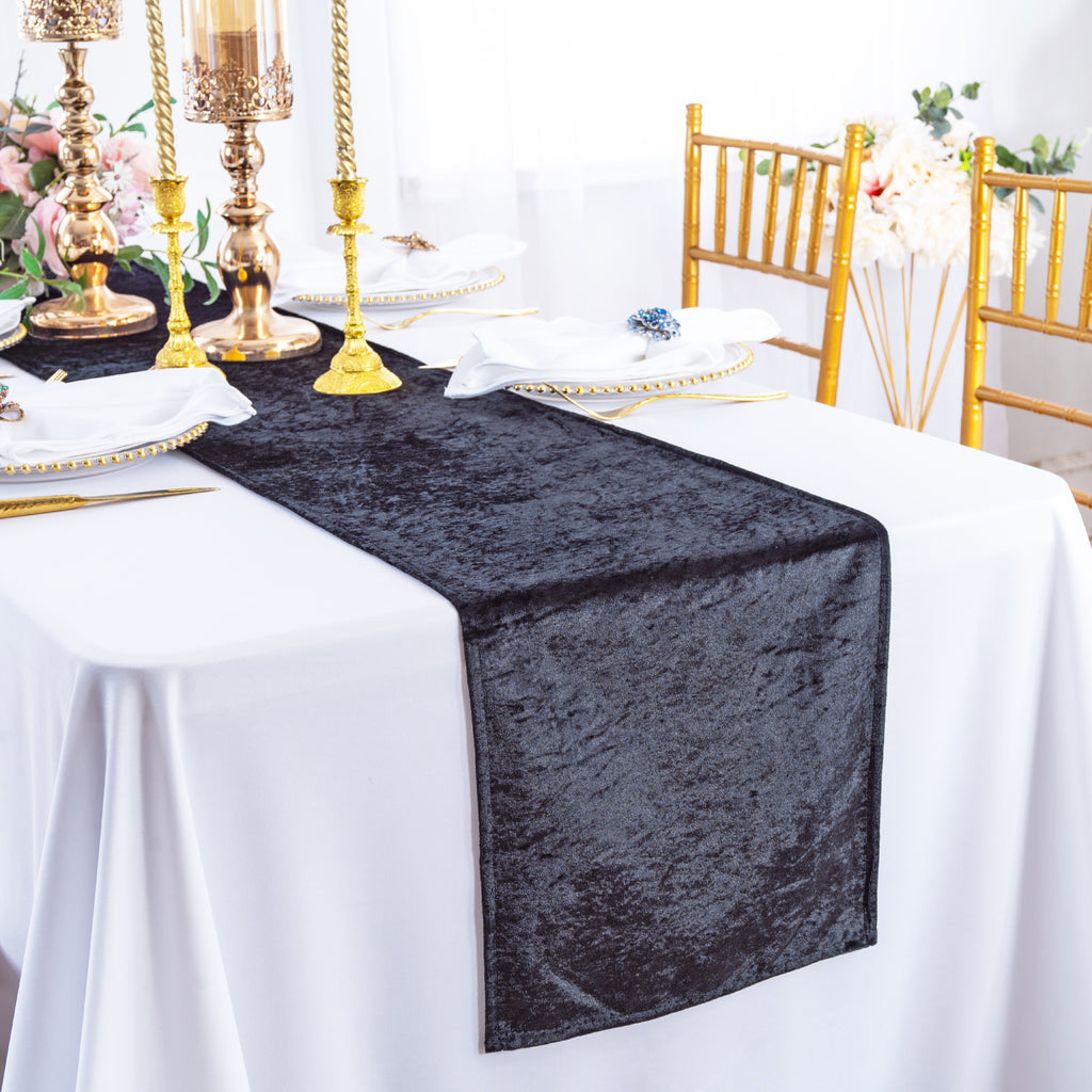 Luchuan Velvet Table Runner – 20x132 Inch (11 Ft), Soft Fabric For Weddings, Parties, And Home Decor (Black & Other Colors)