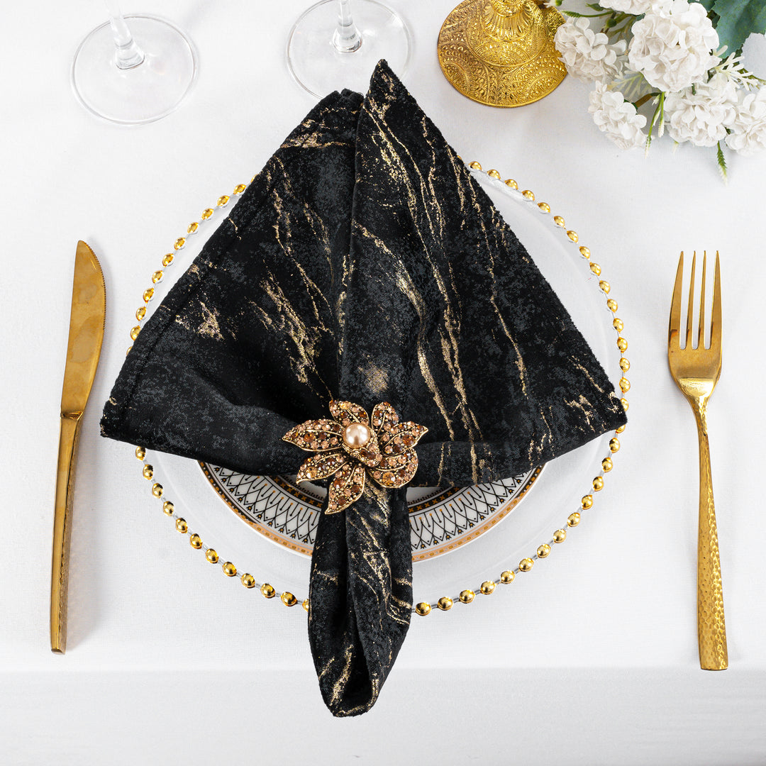 Sample 20"x20" Gilded Marble Holland Velvet Napkins - Black (1pc)