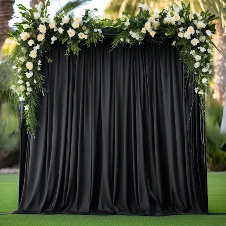 12 ft x 10 ft Scuba (Wrinkle-Free) (240 GSM) Event Backdrop Curtain Drape Panel - Black (1pc)