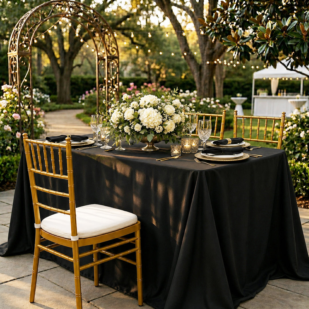 60"x120" Seamless Rectangular Scuba (Wrinkle-Free) Tablecloth - Black (1pc)
