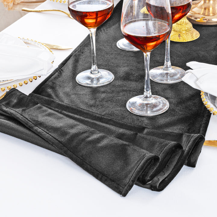 13"x108" Holland Velvet Table Runner - Black (1pc)
