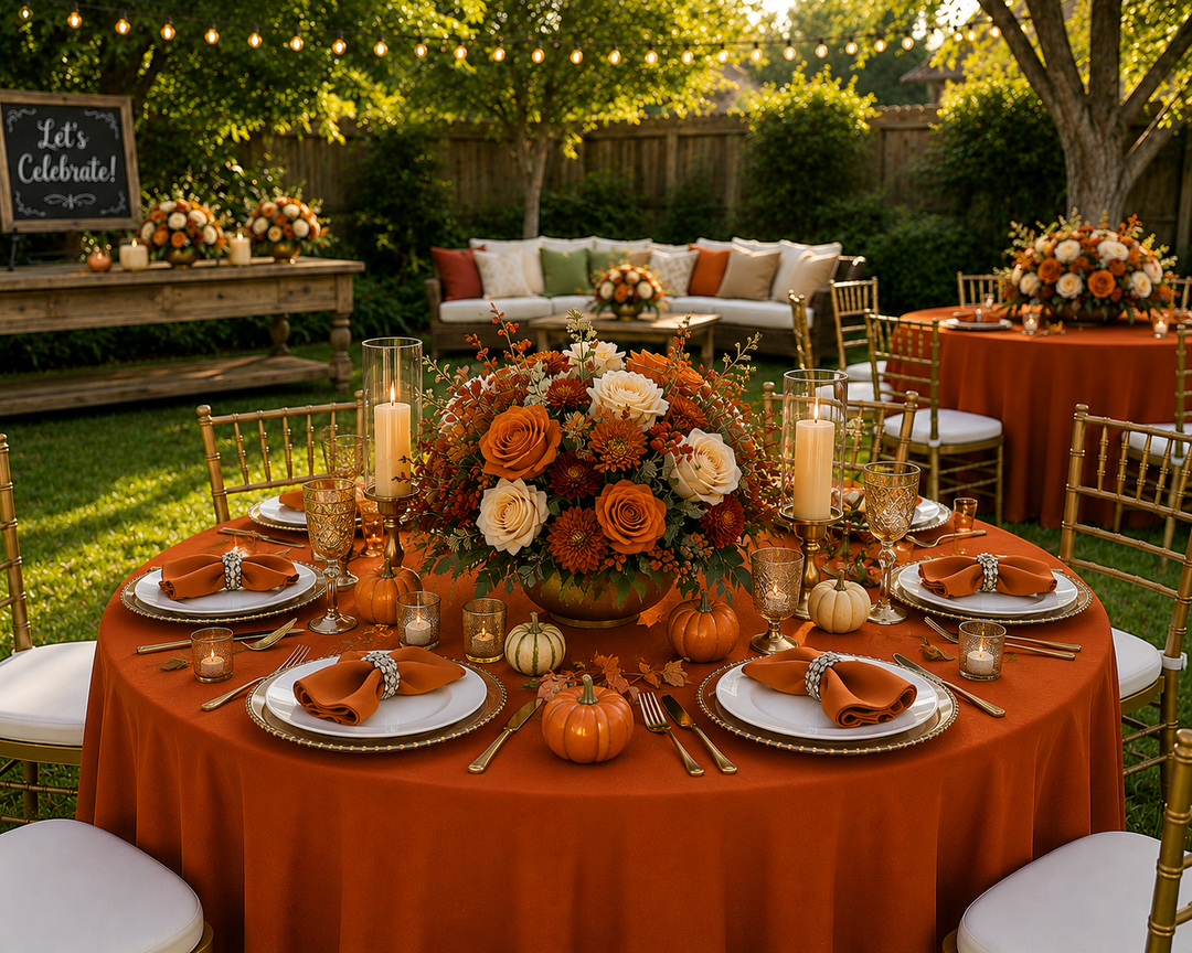 132" Round Scuba (Wrinkle-Free) (240 GSM) Tablecloth - Rust/Burnt Orange (1pc)