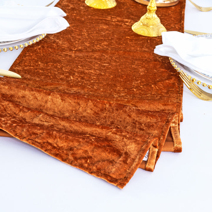 13"x108" Ice Crushed Velvet (200 GSM) Table Runner - Rust/Burnt Orange (1pc)