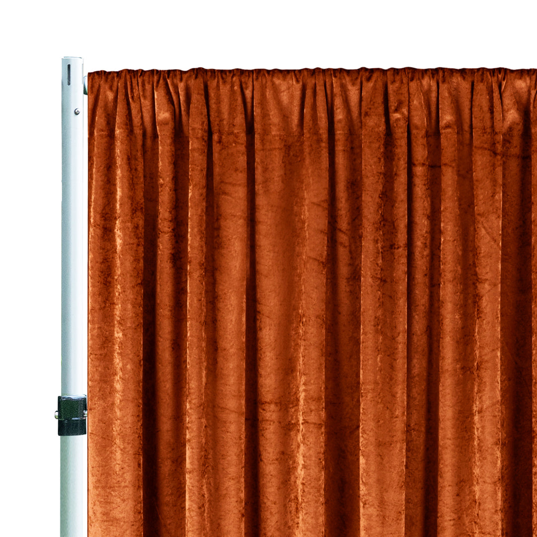 16 ft x 57" Ice Crushed Velvet (200 GSM) Event Backdrop Curtain Drape Panel - Rust/Burnt Orange (1pc)