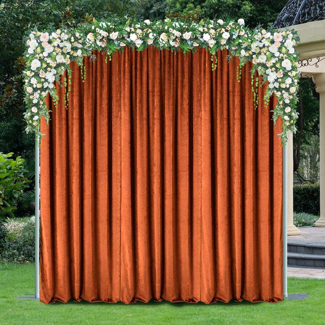 16 ft x 57" Ice Crushed Velvet (200 GSM) Event Backdrop Curtain Drape Panel - Rust/Burnt Orange (1pc)