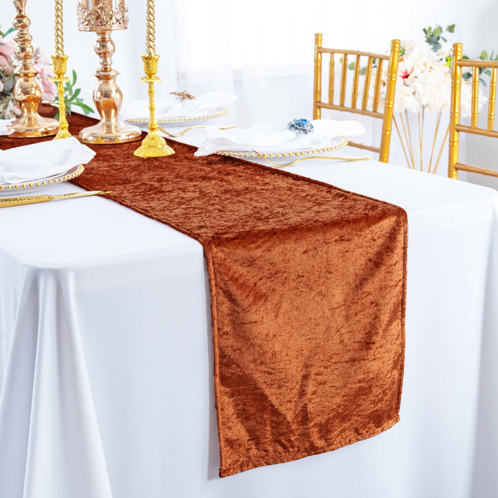 13"x108" Ice Crushed Velvet (200 GSM) Table Runner - Rust/Burnt Orange (1pc)