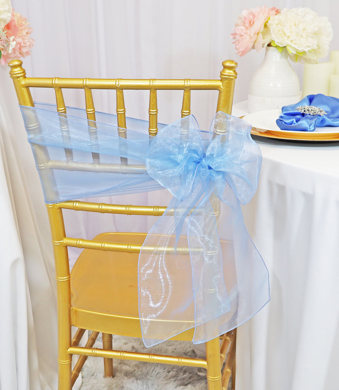 8"x108" Organza Chair Sashes - Periwinkle/Cornflower (10pcs/pk)