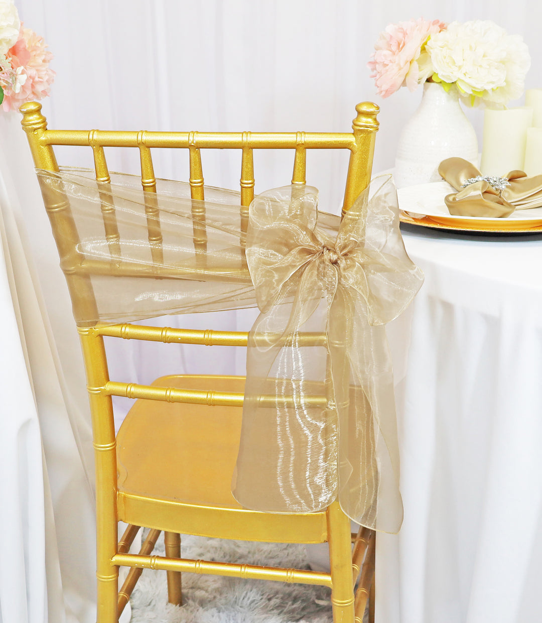 8"x108" Organza Chair Sashes - Champagne (10pcs/pk)