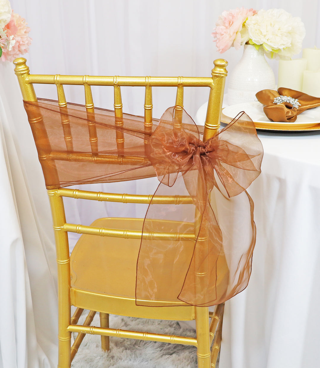 8"x108" Organza Chair Sashes - Copper (10pcs/pk)