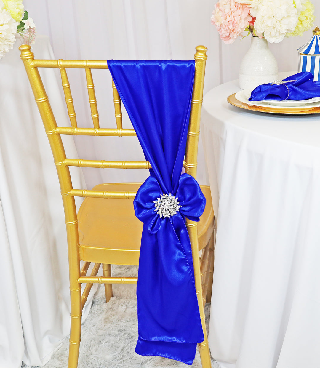 Sample 8"x108" Satin Chair Sashes - Royal Blue (1pc)