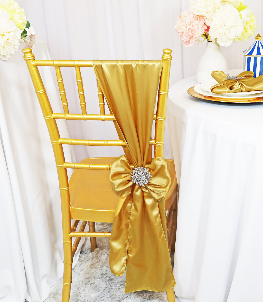 8"x108" Satin Chair Sashes - Gold (10pcs/pk)