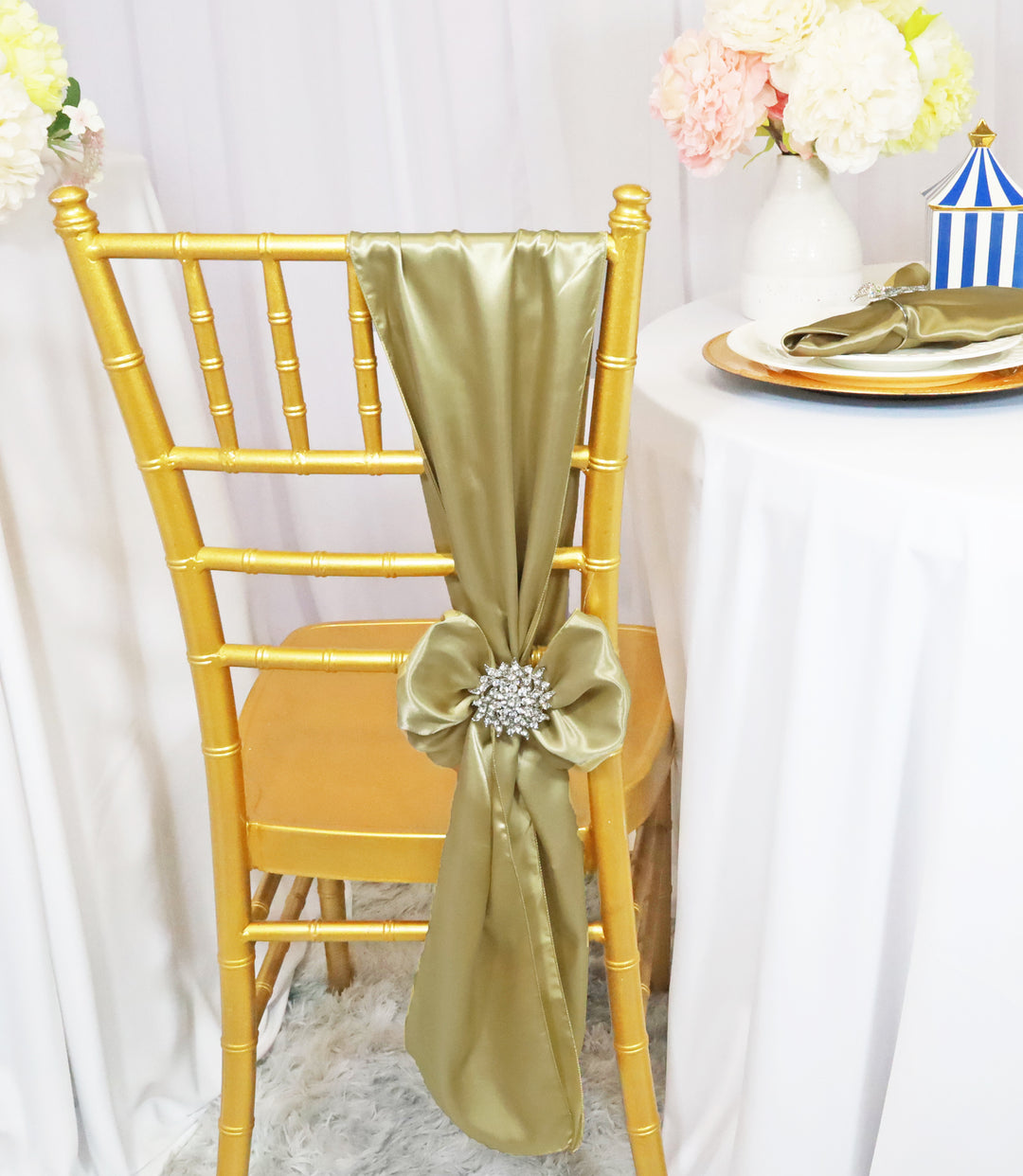 Sample 8"x108" Satin Chair Sashes - Cappuccino (1pc)