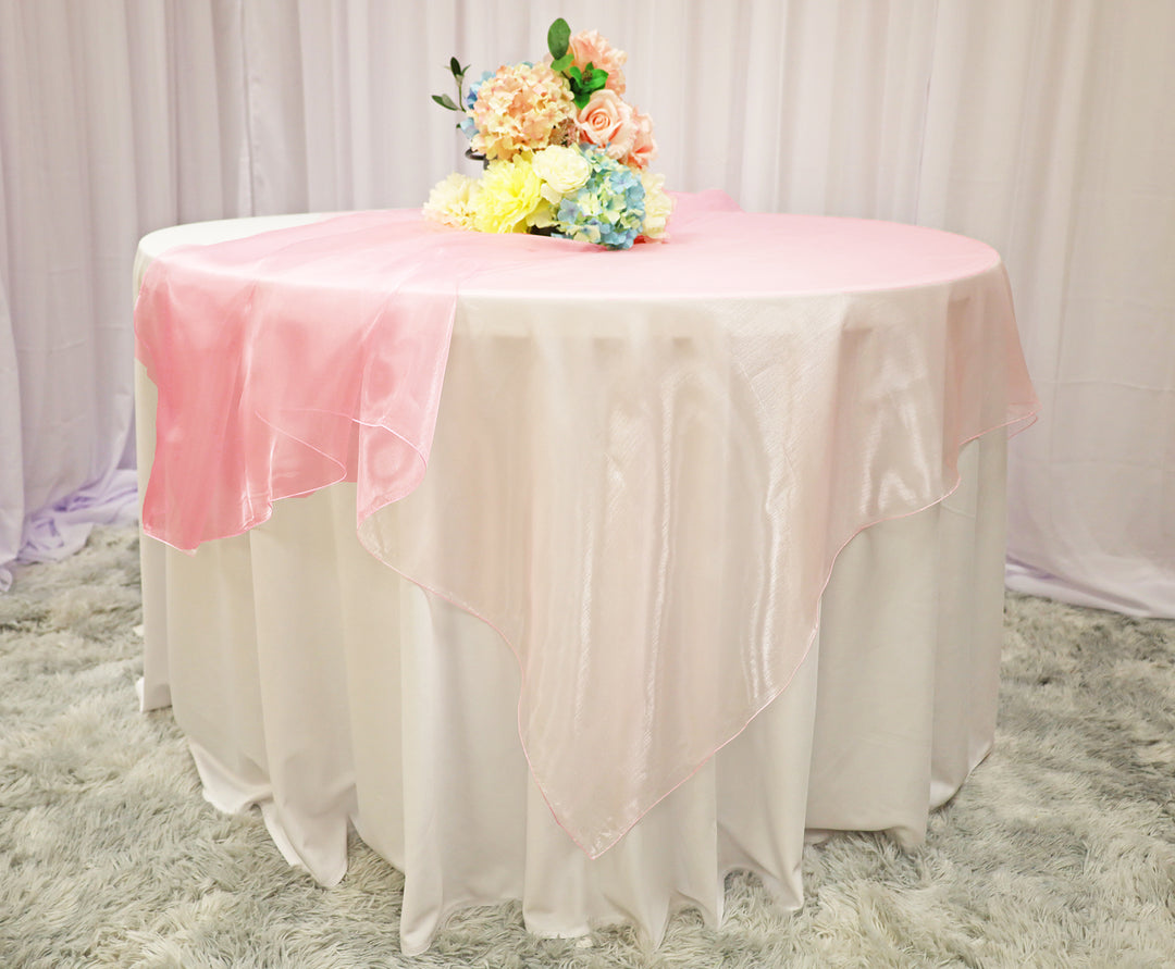 Cubierta de mesa cuadrada de organza de 54"x54" - Rosa (1 pieza)