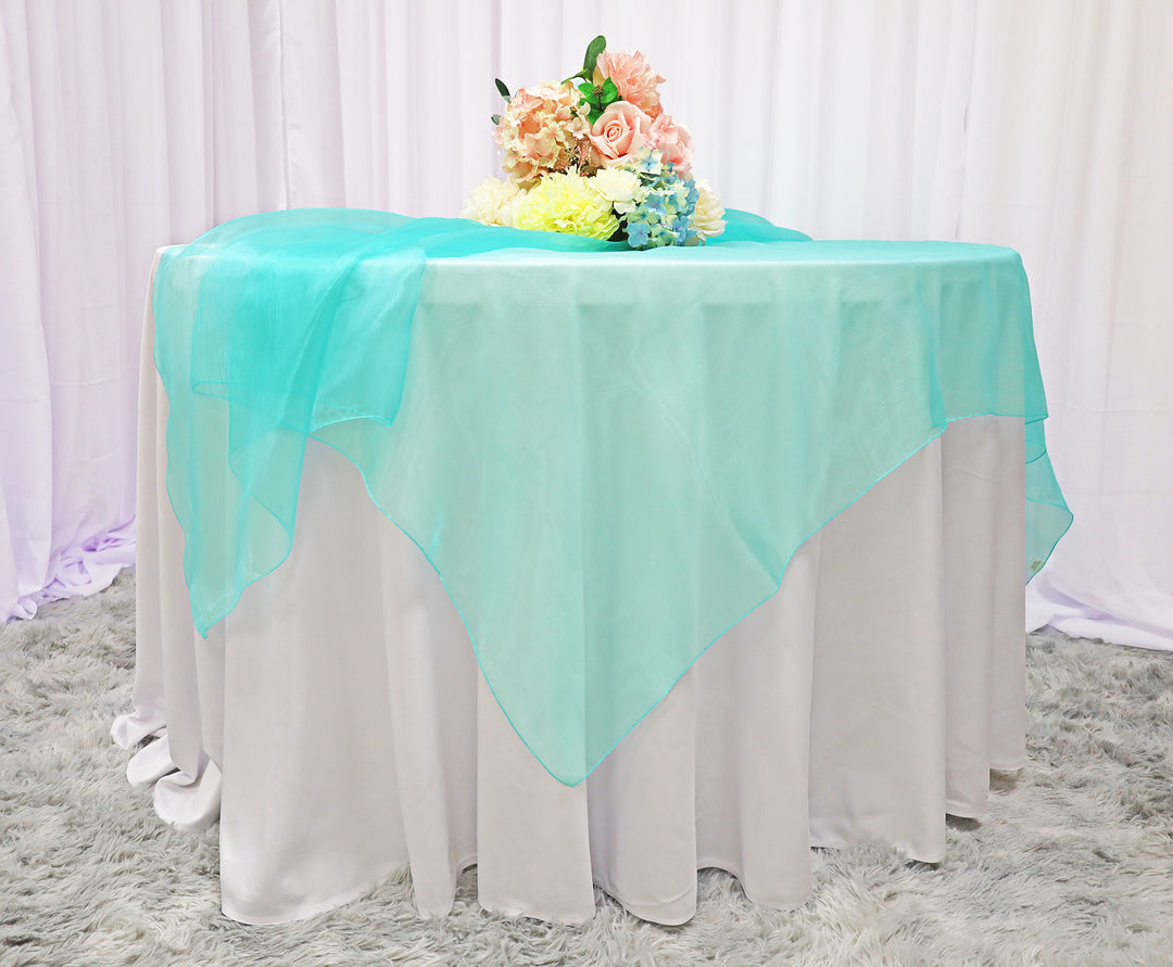 54"x54" Seamless Square Organza Table Overlay - Tiff Blue/Aqua Blue (1pc)