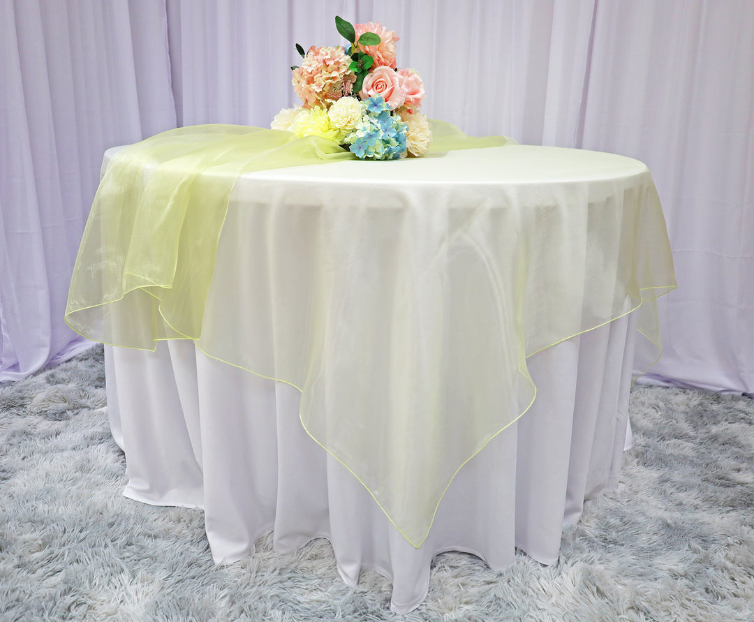 90"x90" Seamless Square Organza Table Overlay - Baby Maize (1pc)