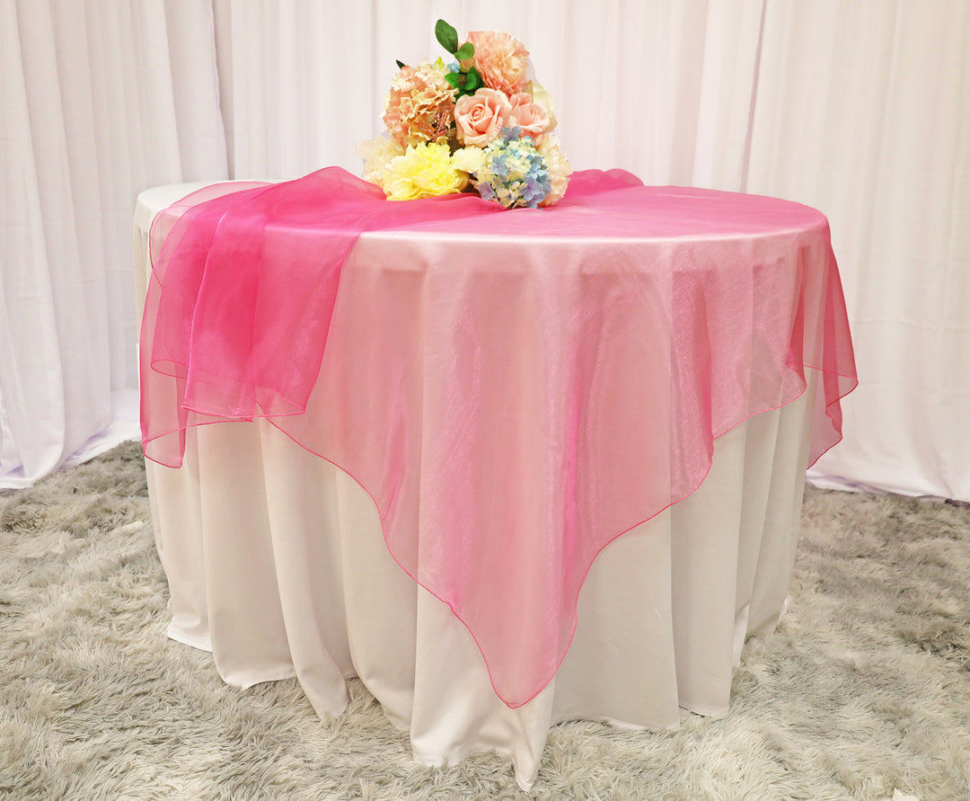 Superposición de mesa de organza cuadrada sin costuras de 90"x90" - Chicle (1 pieza)