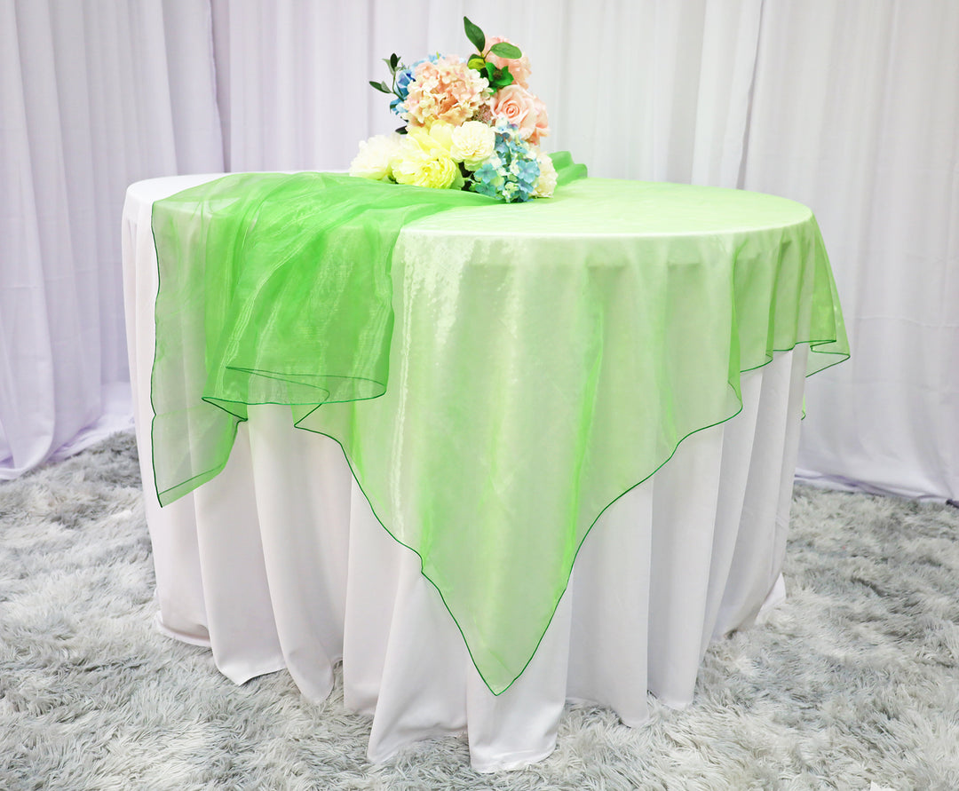 90"x90" Seamless Square Organza Table Overlay - Apple Green (1pc)