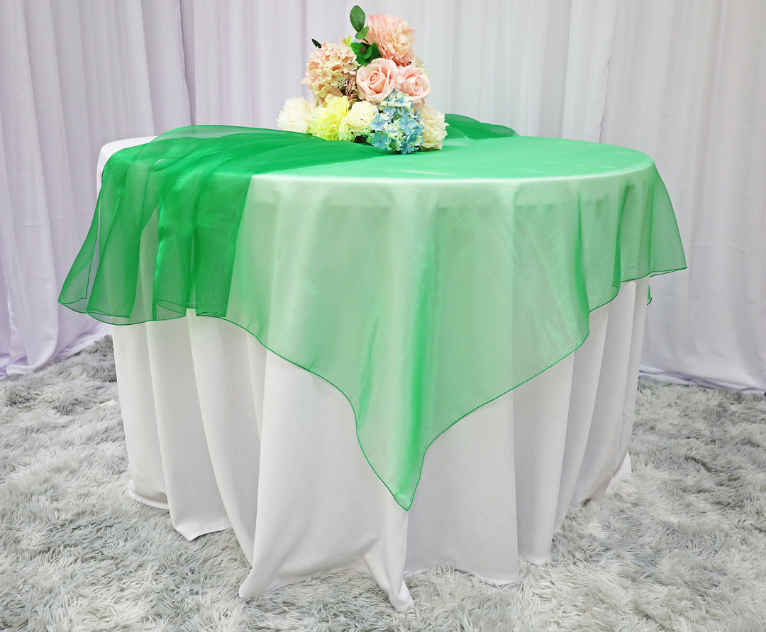90"x90" Seamless Square Organza Table Overlay - Emerald Green (1pc)