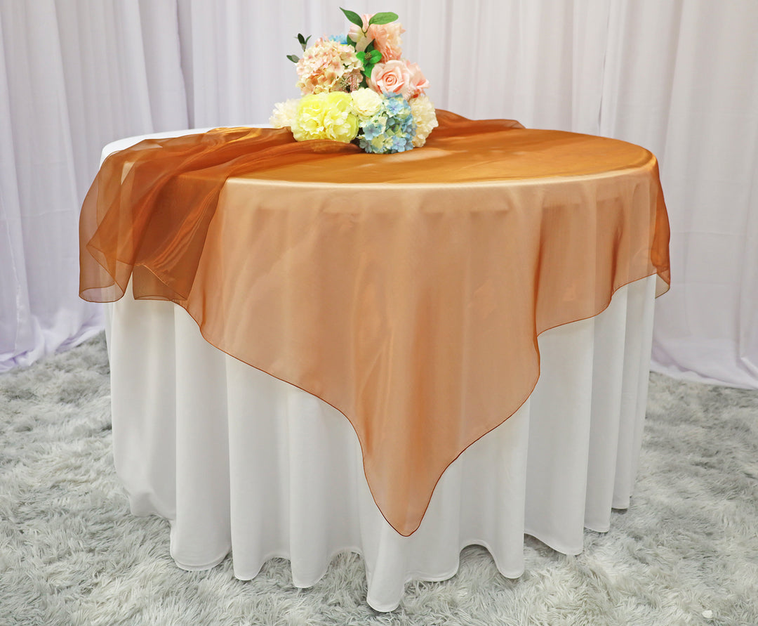 72"x72" Seamless Square Organza Table Overlay - Copper (1pc)