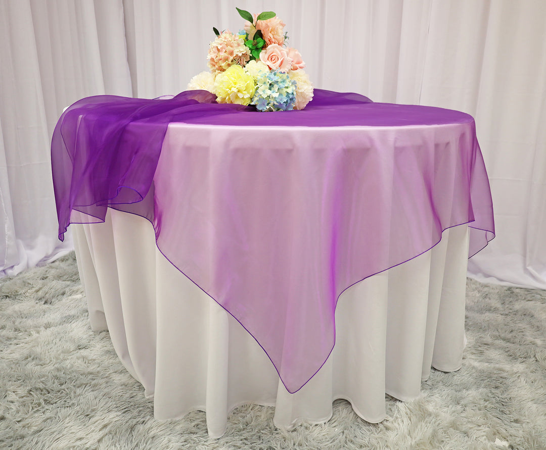 54"x54" Seamless Square Organza Table Overlay - Purple (1pc)