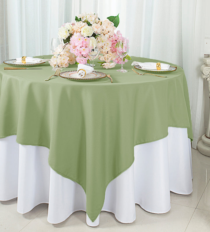72"x72" Seamless Square Premium Polyester (240 GSM) Table Overlay Topper - Sage Green (1pc)
