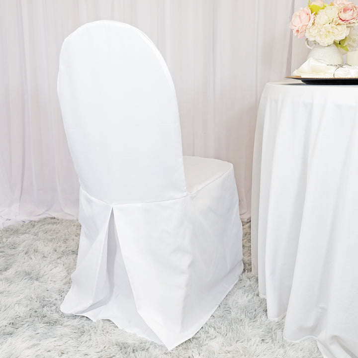 Premium Polyester (240 GSM) Banquet Chair Cover - White (1pc)