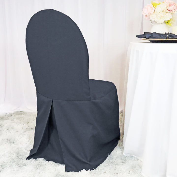 Funda para silla de banquete de poliéster - Peltre/Carbón (1 pieza)