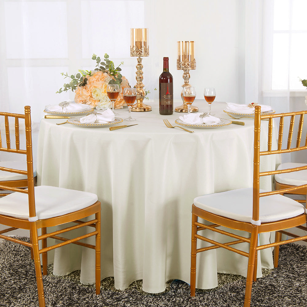 120" Seamless Round Premium Polyester (240 GSM) Tablecloth - Ivory (1pc)