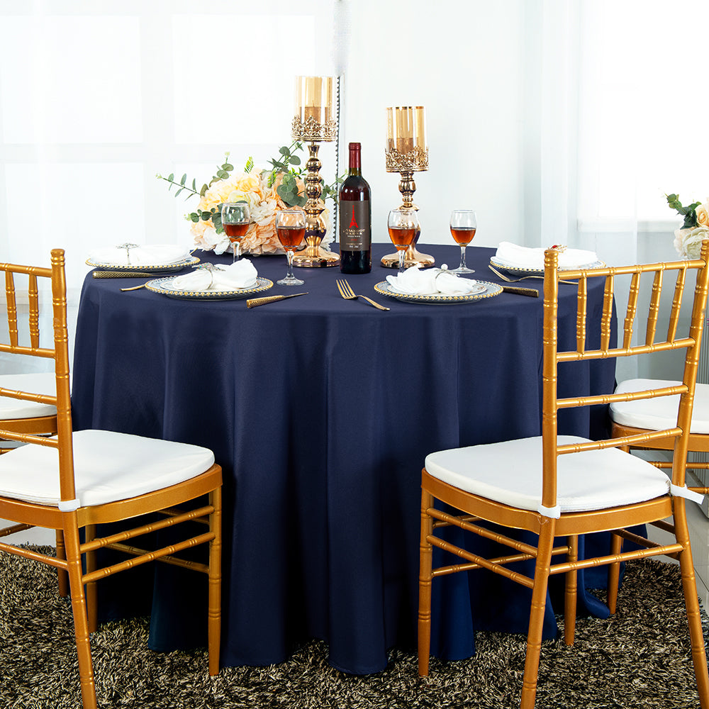108" Seamless Round Economy Polyester Tablecloth - Navy Blue (1pc)