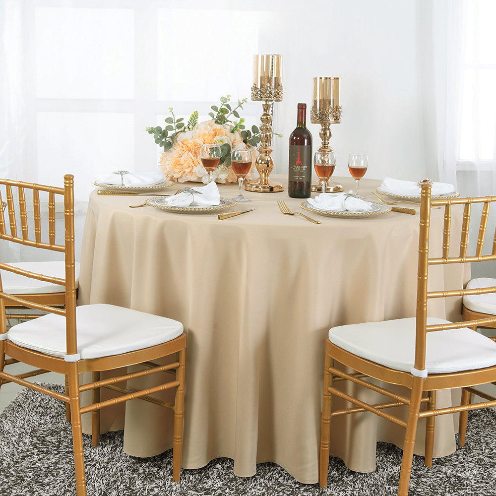 120" Seamless Round Premium Polyester (240 GSM) Tablecloth - Champagne (1pc)