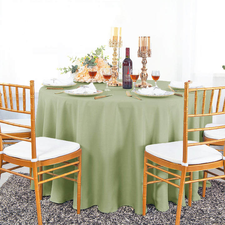 108" Seamless Round Premium Polyester (240 GSM) Tablecloth - Sage Green (1pc)