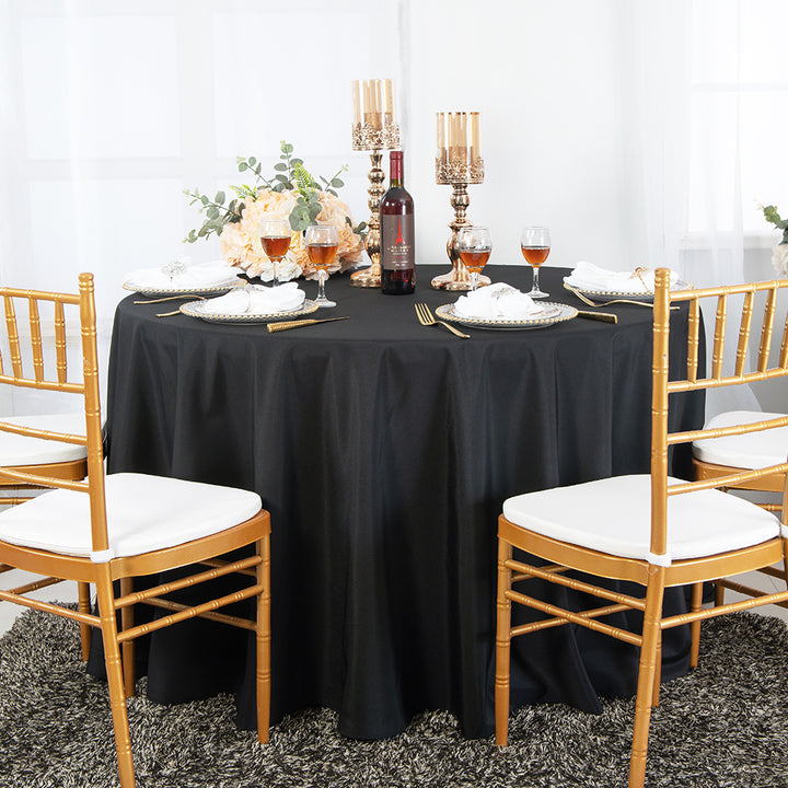 120" Seamless Round Economy Polyester Tablecloth - Black (1pc)