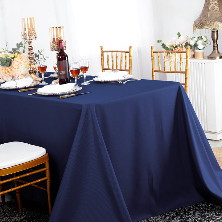 90"x132" Seamless Rectangular Economy Polyester Tablecloth - Navy Blue (1pc)
