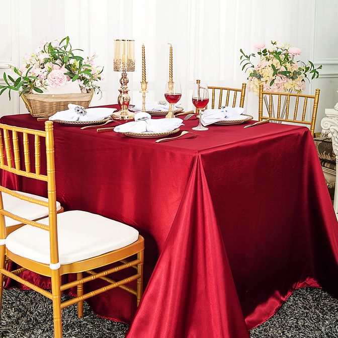 72"x120" Seamless Rectangular Satin Tablecloth - Apple Red (1pc)