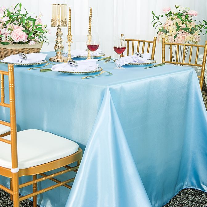 Nappe rectangulaire en satin 90"x132" - Bleu bébé (1pc)